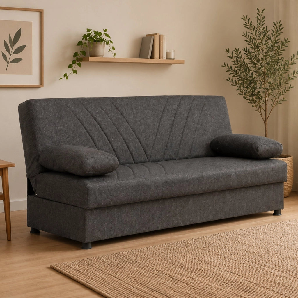 Apicella, Divano Letto 3 Posti Contenitore, 181x81 cm Marrone