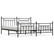 Letto matrimoniale | Letto per adulti | Giroletto con Testiera e Pediera Metallo Nero 200x200 cm