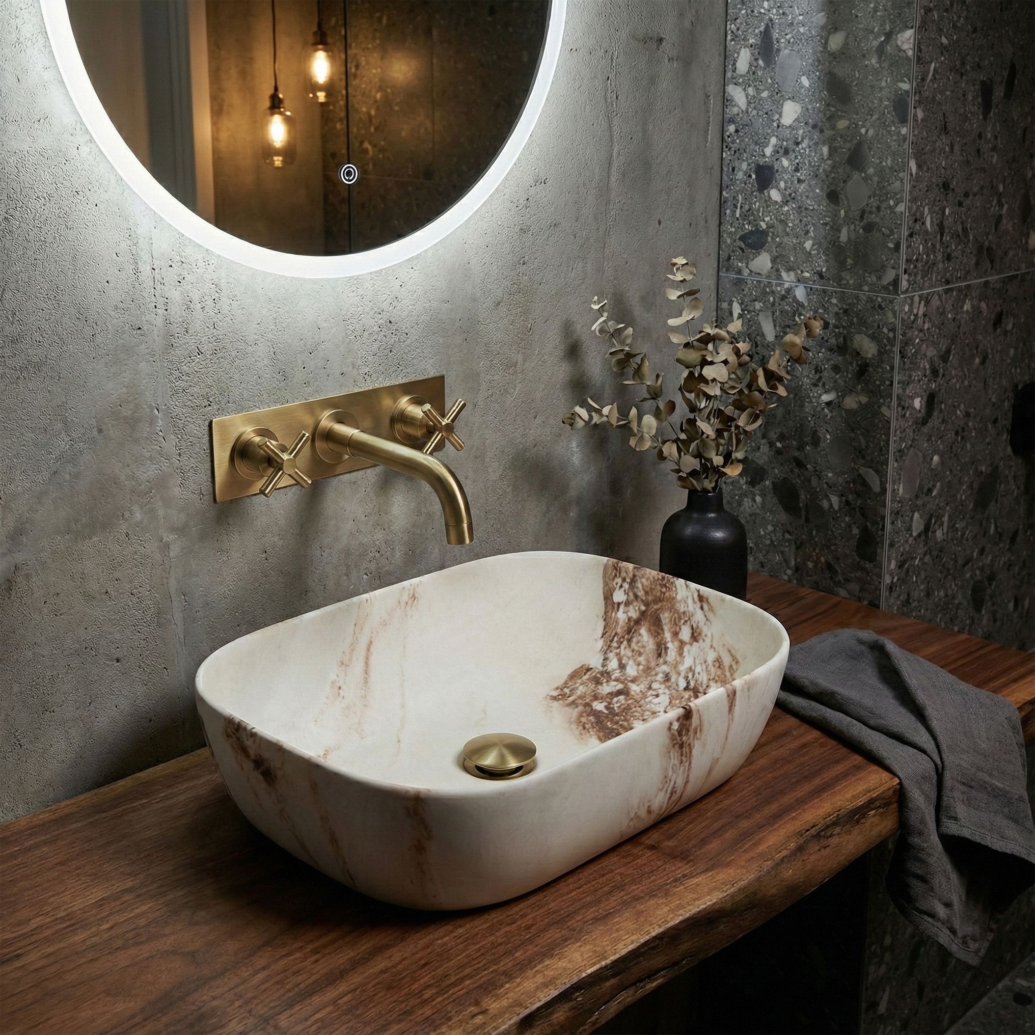 Lavabo Da Appoggio Rea Belinda Marrone Matt