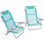 Sedia da Pranzo Pieghevole Reclinabile ¨C Zephmum ¨C Grigio Blu, Alluminio, 62x65x80 cm