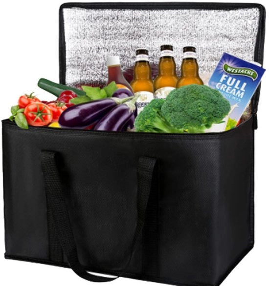 Borsa da spesa pieghevole isolata - Borsa da trasporto per piatti caldi e freddi - Borsa pratica per pranzo con rivestimento in alluminio - 51*33*25,5 cm