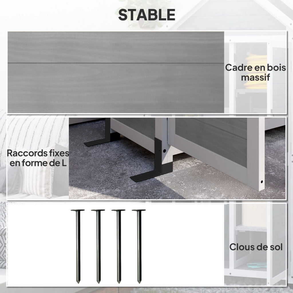 Armadio da giardino in legno con tetto inclinato ¨C zephmum ¨C grigio