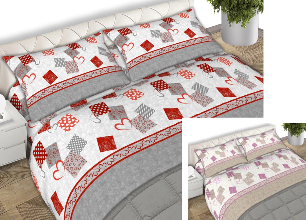 Completo Lenzuola 100% Cotone Made Italy Disegno Style C.N - Piazza e Mezza - Tortora