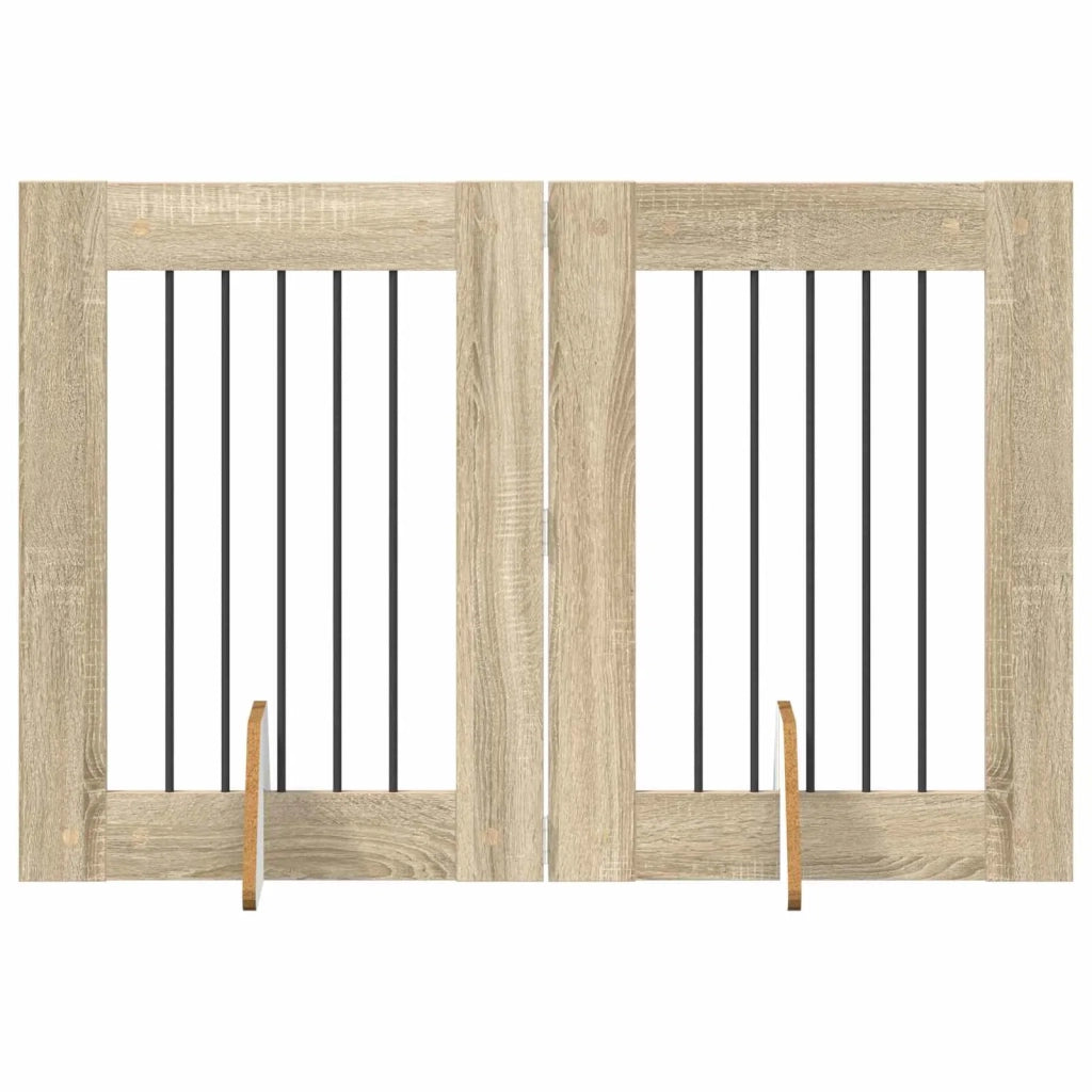 Cancello per cani con supporti 2 pcs Rovere Sonoma 60 x 80 cm 892092