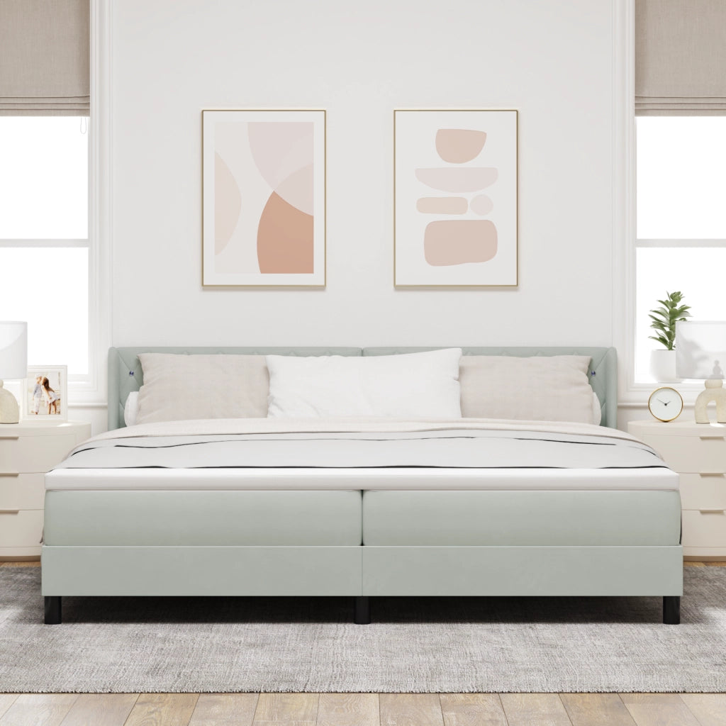 Letto a Rete con Materasso Grigio Chiaro 200x200 cm Velluto