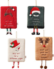 Asciugamani per Natale - 4 pezzi - Con anello di appoggio - Molto morbidi - Assorbenti forti - Asciugamani decorativi per Natale - Adatti per bagno e cucina