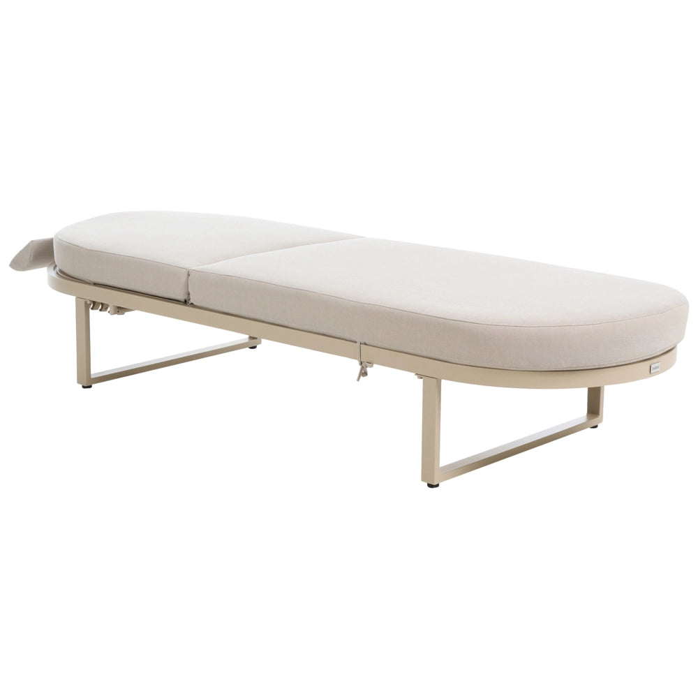 Lettino da giardino reclinabile in alluminio con cuscino beige e ruote schienale regolabile