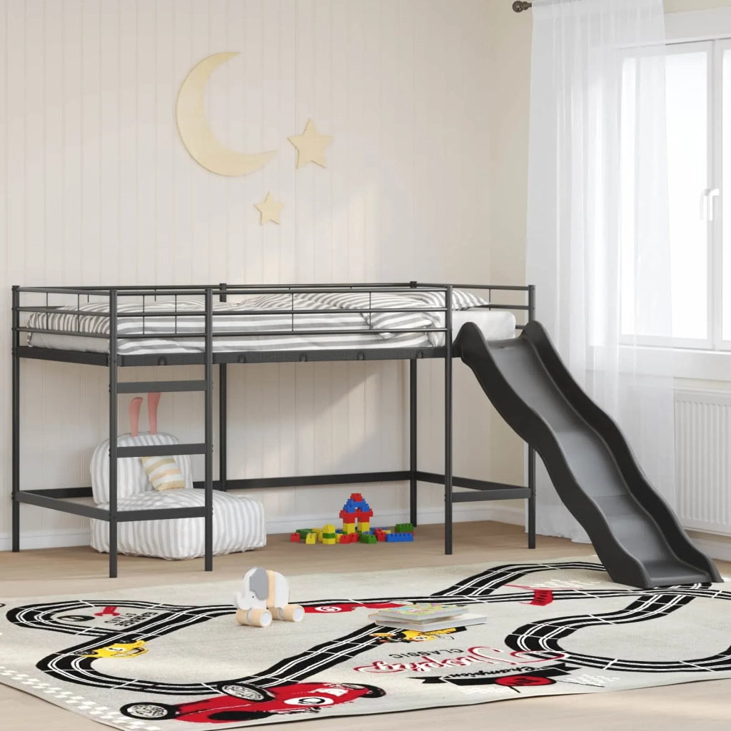 Letto loft per bambini con scivolo Nero e antracite 80 x 200 cm 42020774
