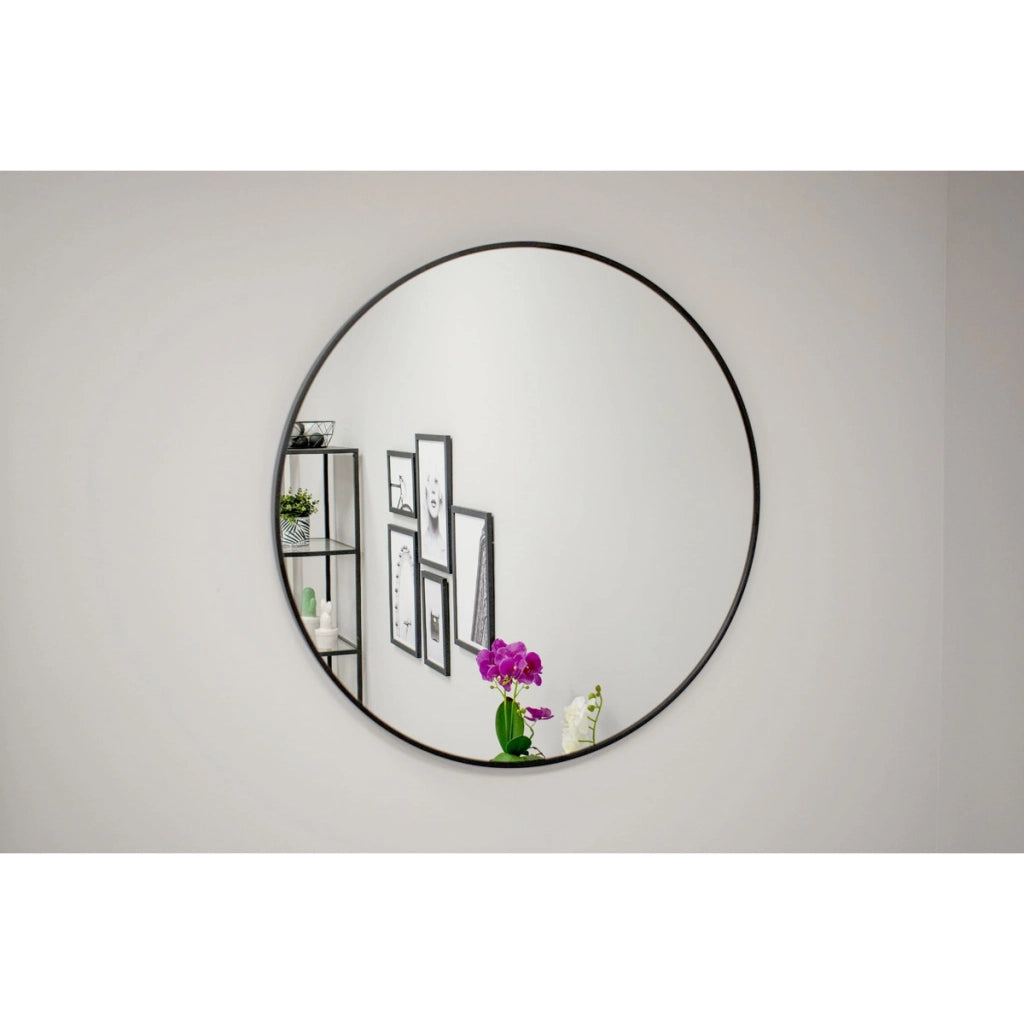 Specchio circolare da parete in metallo nero 60 cm