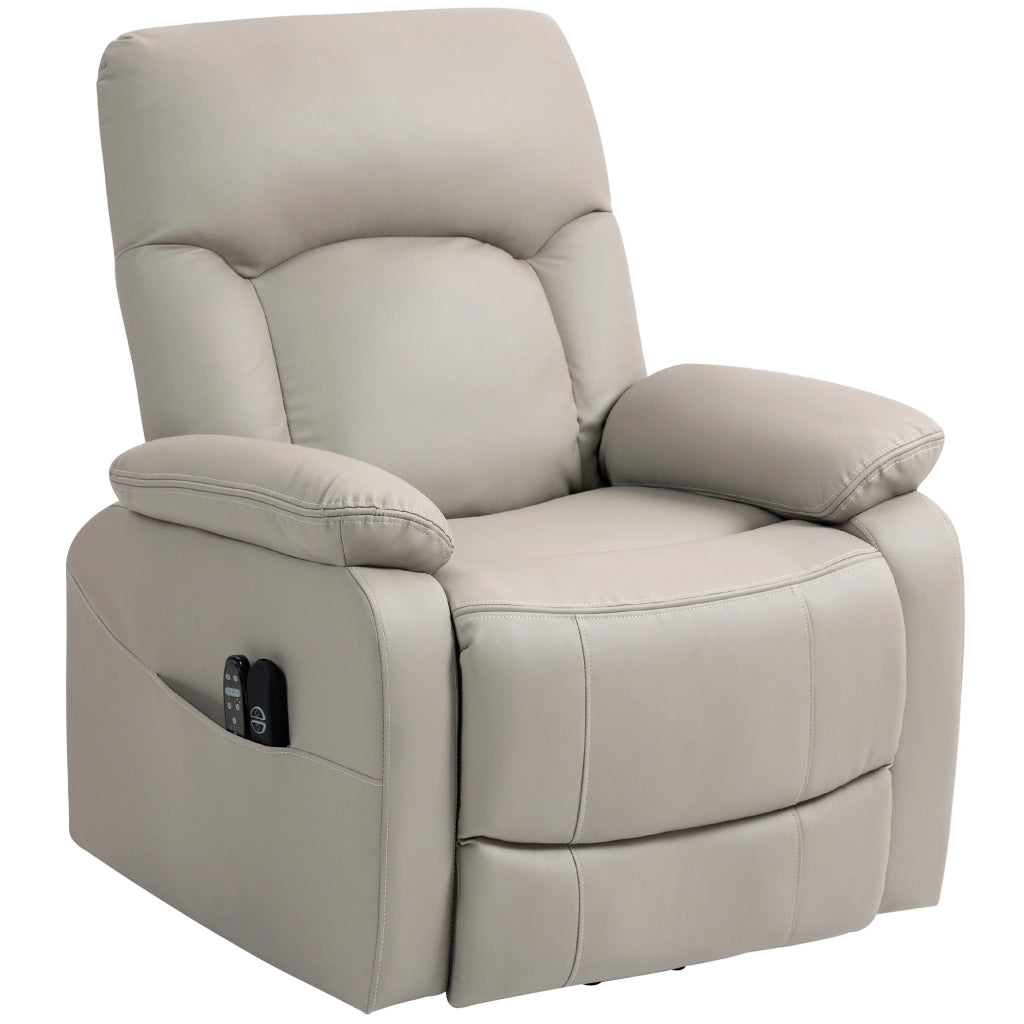 Poltrona Elettrica Reclinabile Massaggiante con Riscaldamento ¨C Zephmum ¨C Grigio 89x94.5x103 cm