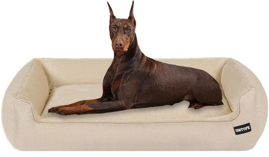 Cuscino per cani, Banca per cani, Culla per cani, Cuscino per cani Removibile e Lavabile, Beige, 120 x 90 x 30 cm