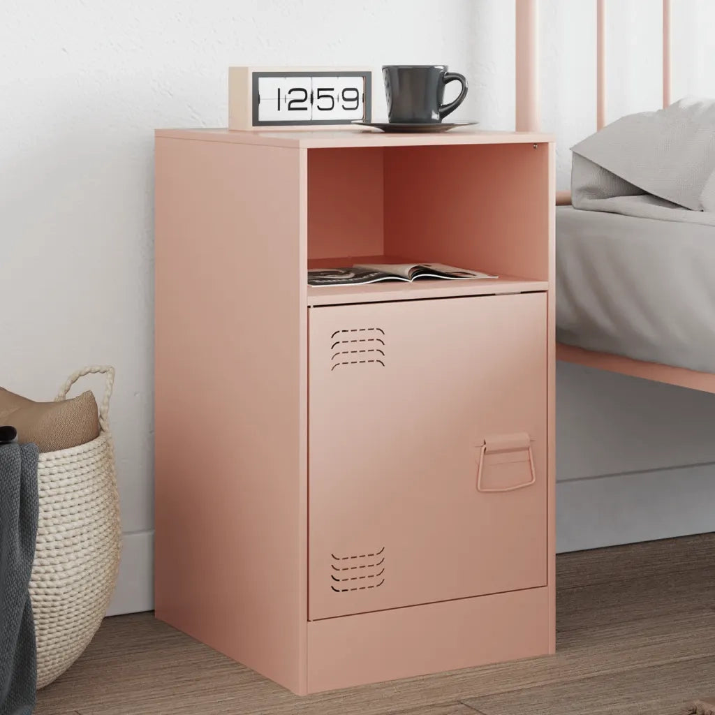 Comodino | Armadio da Notte | Mobiletto da notte Rosa 34,5x39x62 cm in Acciaio