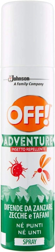 SET 2 JOHNSON REPELLENTE SPRAY ADVENTURE OFF ANTIZANZARE ZANZARE ZECCHE E TAFANI 100 ML