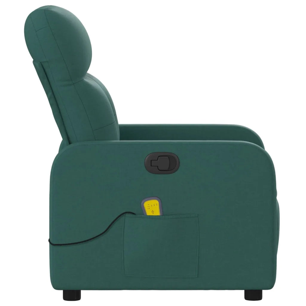 Divano Sedia-Poltrona Massaggiante Reclinabile Verde Scuro in Tessuto 405551