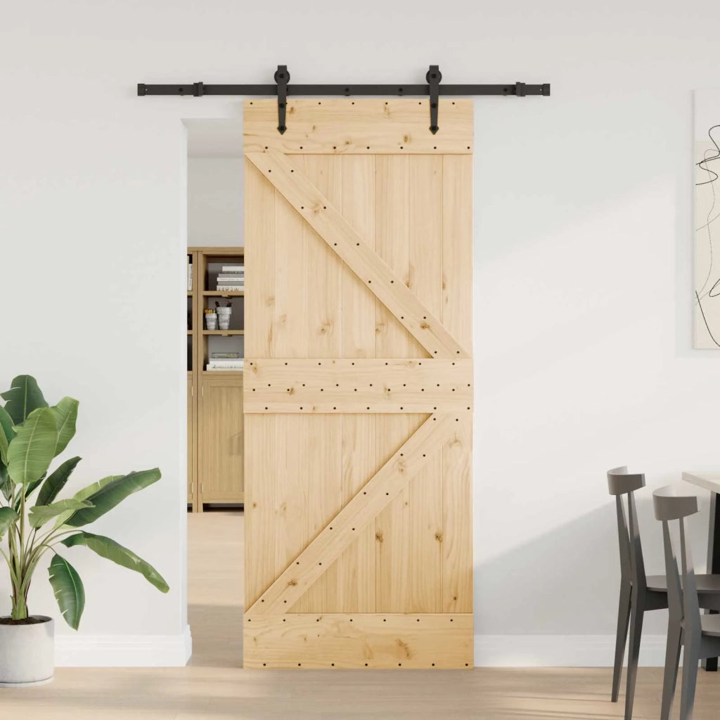 Porta scorrevole NARVIK Naturale e Nero 85 x 210 cm (152,5 cm)