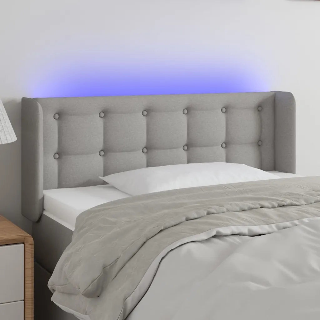 Testiera-Testata Decorativa Grigio Chiaro a LED 93x16x78/88 cm in Tessuto 575608