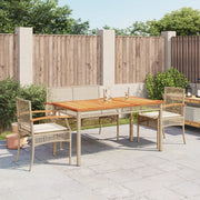 Set da Pranzo da Giardino 4 pz con Cuscini Beige in Polyrattan
