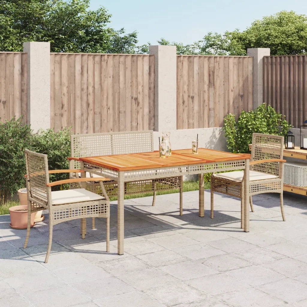 Set da Pranzo da Giardino 4 pz con Cuscini Beige in Polyrattan