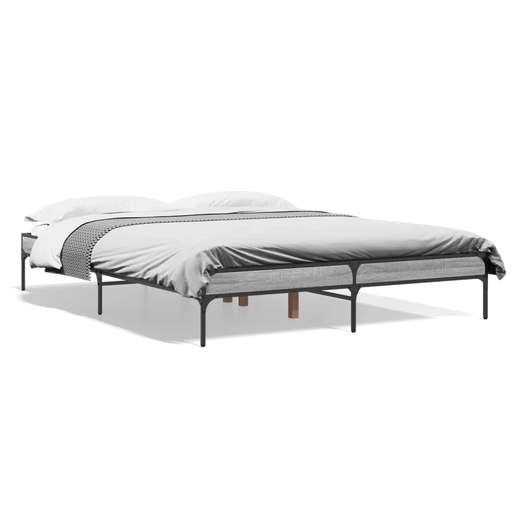 Giroletto-Struttura Letto Grigio Sonoma 140x200 cm in Legno Multistrato Metallo 401546