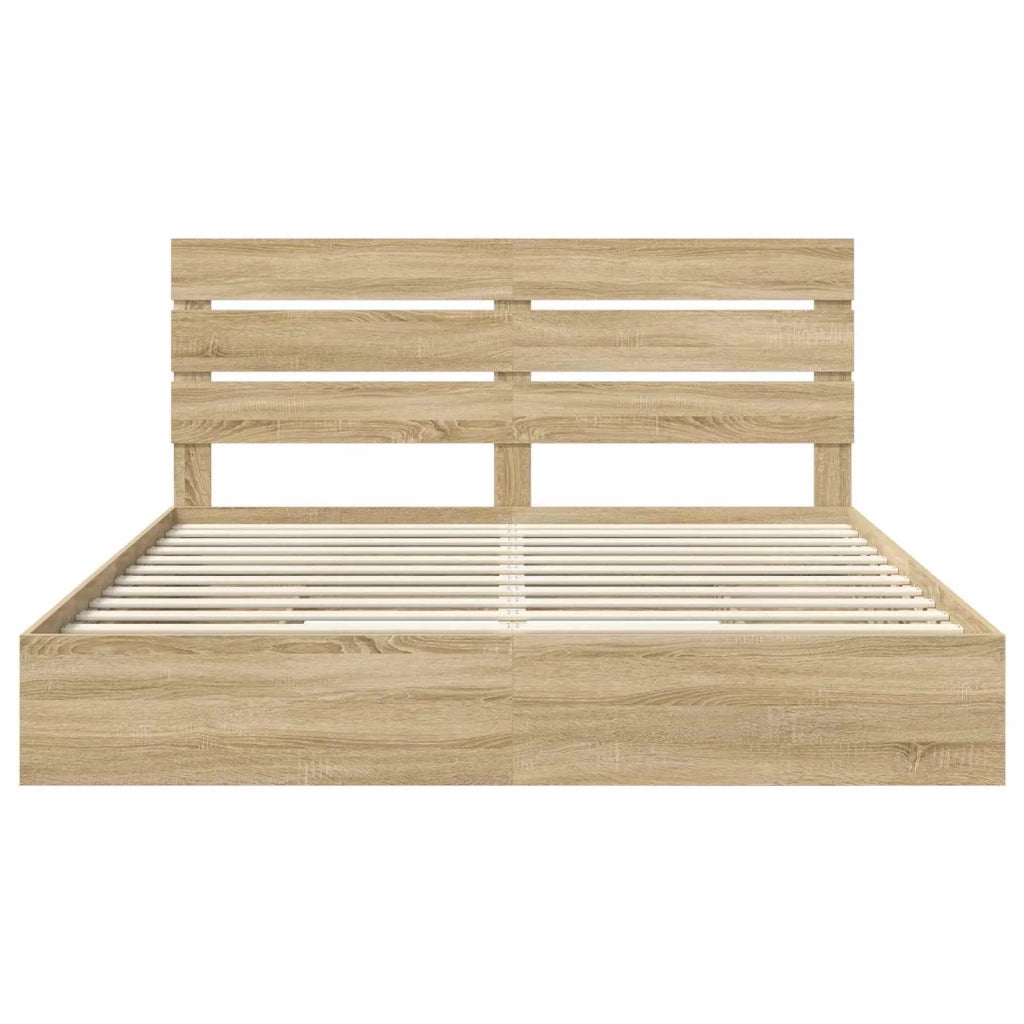 Letto con Contenitore con testiera Rovere Sonoma 180 x 200 cm