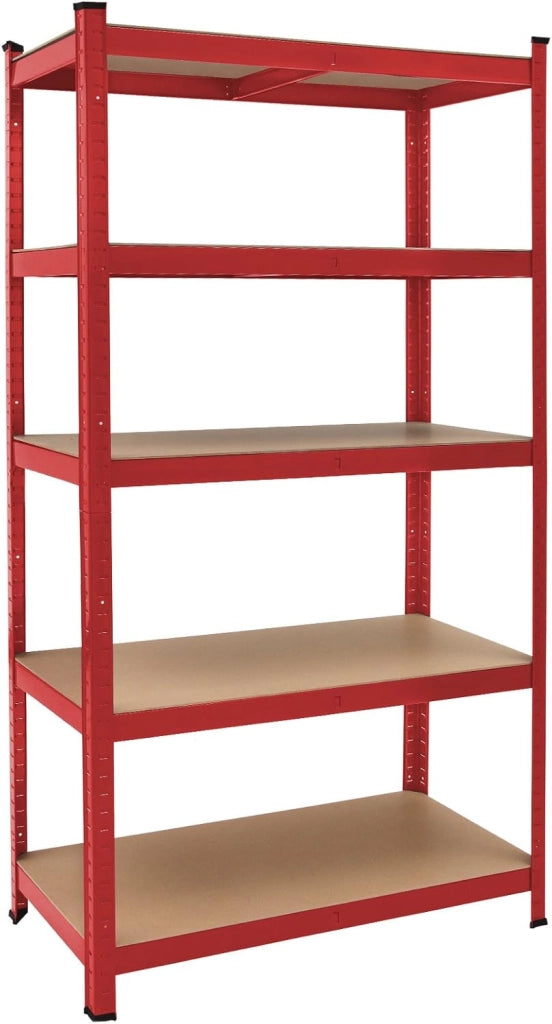 Scaffale in Metallo 2 pz 180x90x40cm 875kg Scaffalatura Officina Magazzino 5 Ripiani MDF Rosso