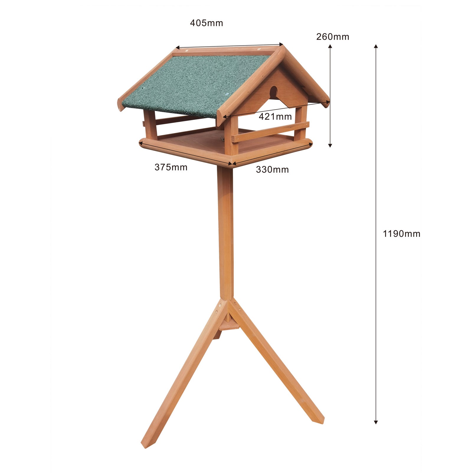 Toboli Mangiatoia per uccelli con palo in legno Per uccelli selvatici 119 cm Tetto in bitume