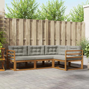 Set di divani da esterno 4 pcs Grigio Naturale e Chiaro