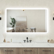 Specchio bagno Rettangolare 100x60cm Led Con 3 Luci Bluetooth + Orologio + Antiappannamento