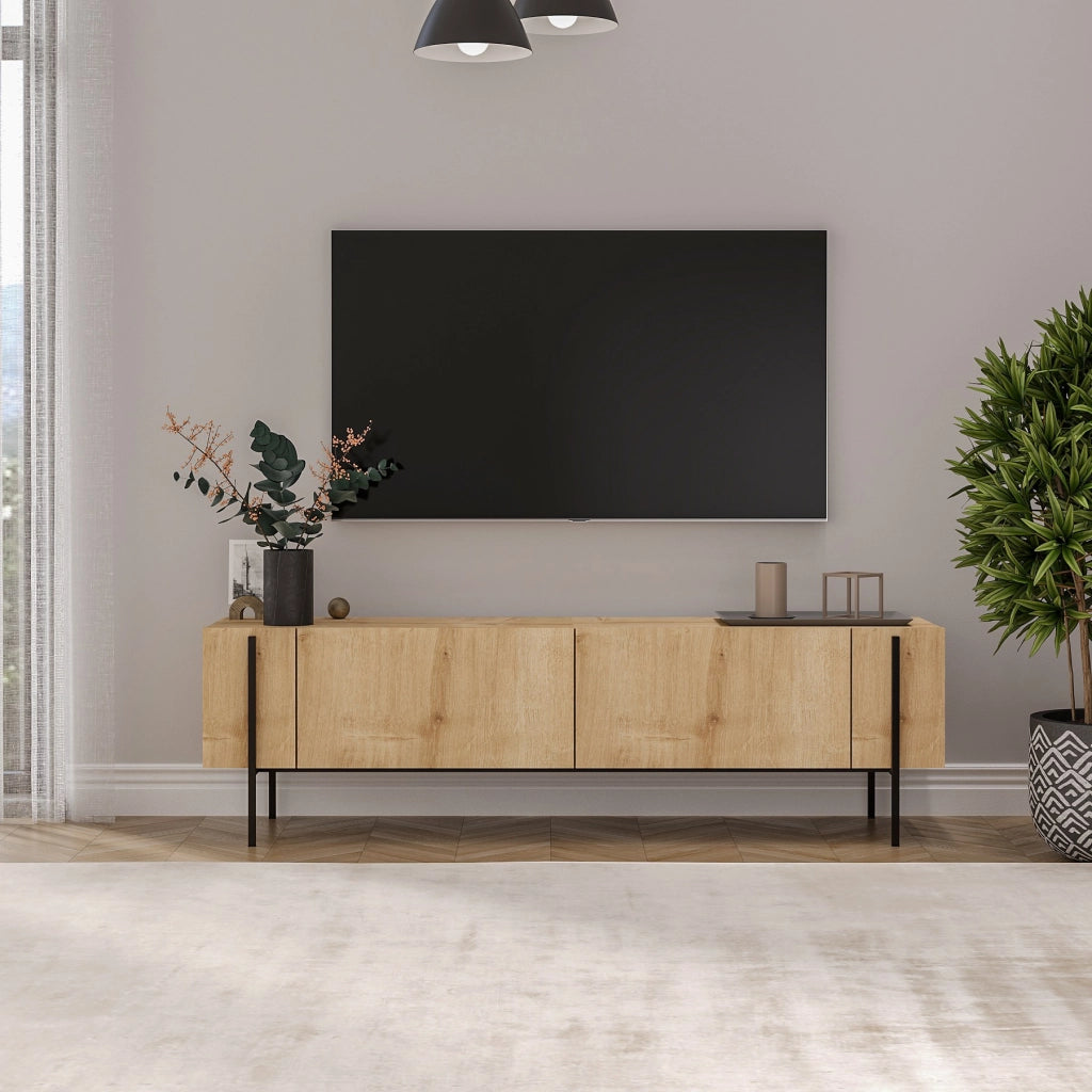 Porta TV in legno "Herman" - 160 x 31 x 45 cm - Beige