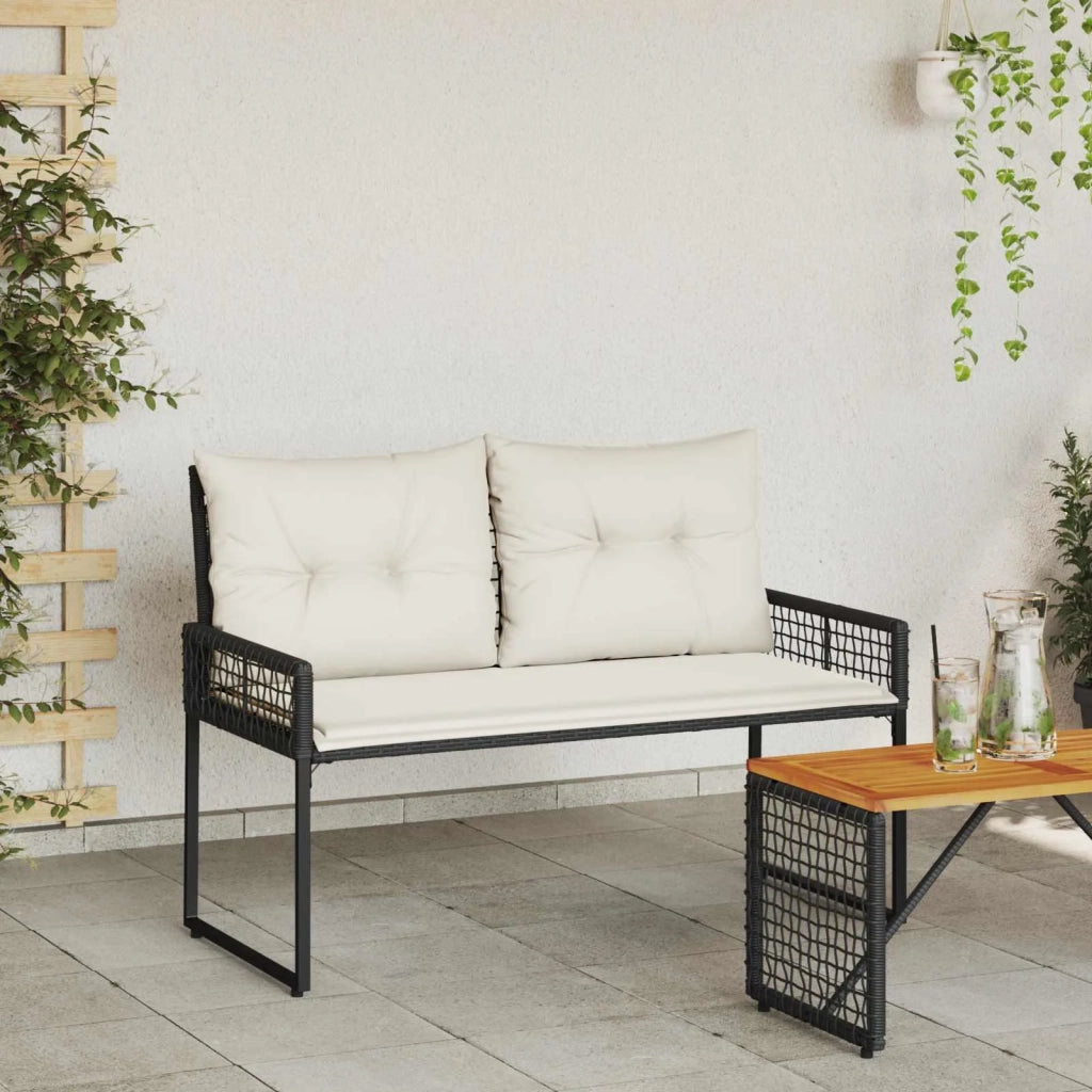 Panchina da esterno Nero e Bianco Crema 118 x 55 x 82 cm