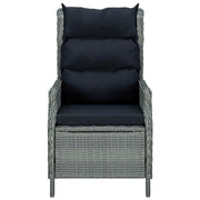 Sedia Giardino Reclinabile Cuscini in Polyrattan Grigio Chiaro 313301