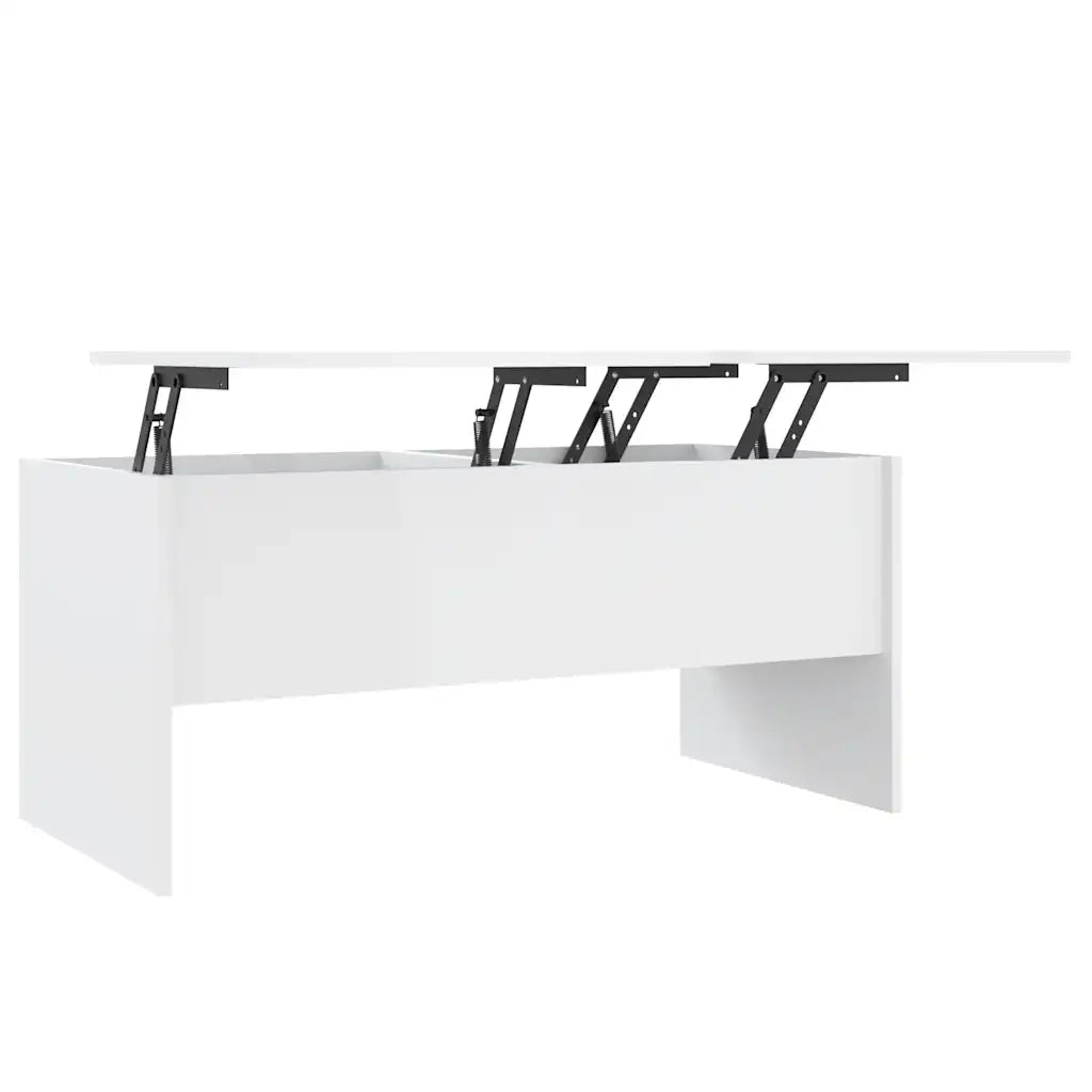 Tavolino-Tavolino da soggiorno-Tavolino da Salotto Bianco Lucido 102x50,5x46,5 cm in Legno Multistrato