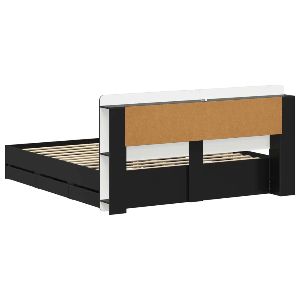 Struttura del letto con stoccaggio e testata Nero 180 x 200 cm 3434064