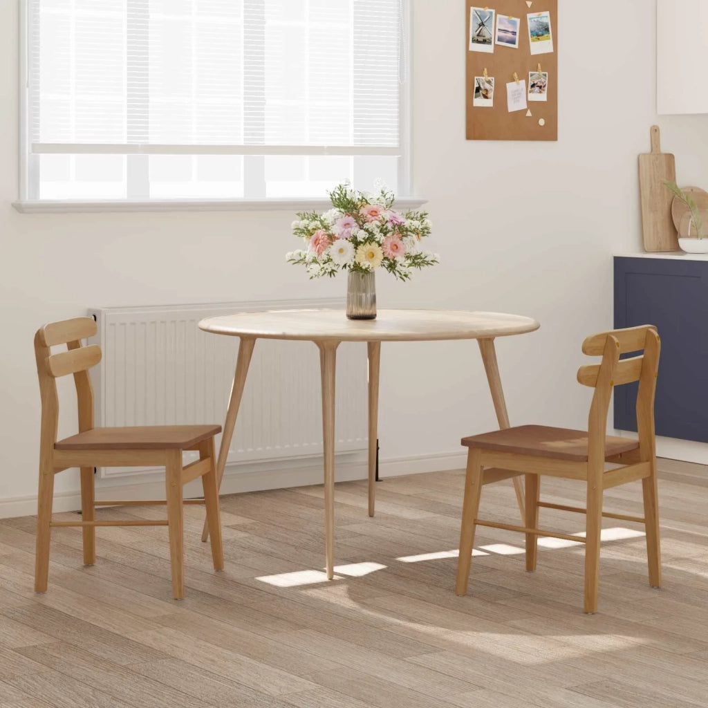 Sedia da pranzo 2 pcs Naturale Legno di gomma solido