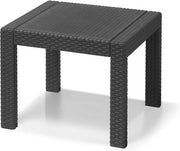 Tavolo da giardino in plastica 59 x 59 x 43 cm con finitura a rete in stile rattan resistente all'acqua e UV.