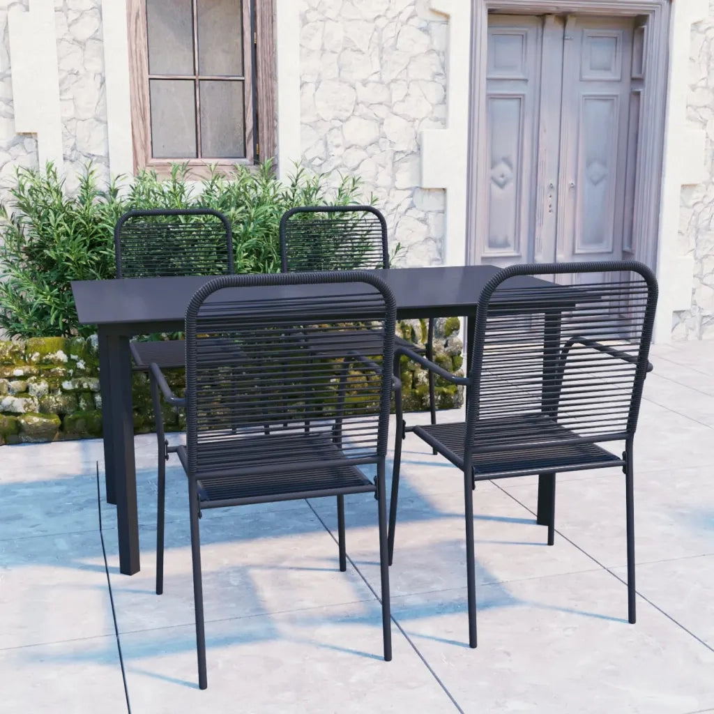 Set da Pranzo da Giardino 5 pz Nero in Vetro e Acciaio 3060209