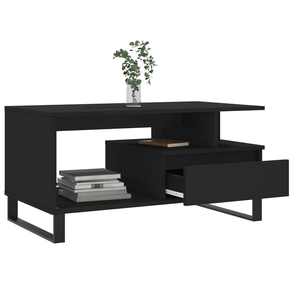 Tavolino da Salotto Nero 90x49x45 cm in Legno Multistrato 831029