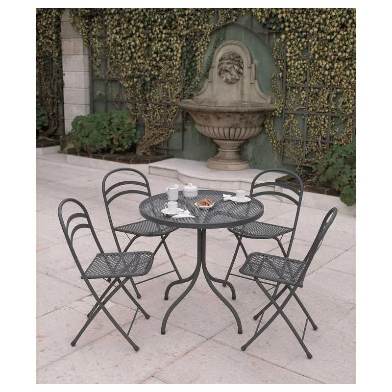 Kit Tavolo Bistrot Ø80 h75 Rete + 4 Sedie pieghevoli Flipper Antracite