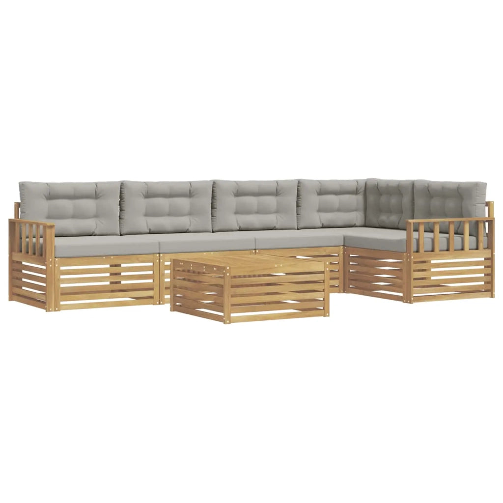 Set di divani da esterno 6 pz Bianco e Grigio Chiaro Poliestere 3390516