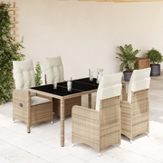 vidaXL Set da Bistrò da Giardino 5 pz con Cuscini Beige in Polyrattan