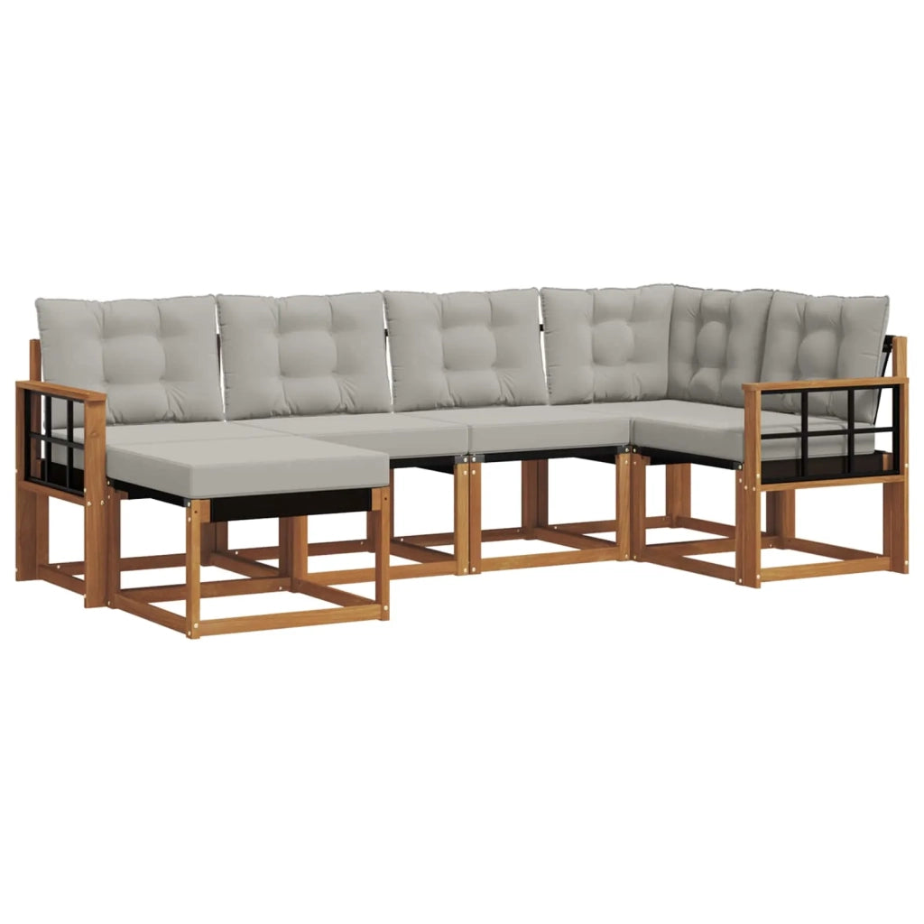 Set di divani da esterno 6 pcs Grigio Naturale e Chiaro