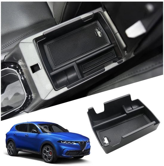 Organizzatore per console centrale - compatibile con Alfa Romeo Tonale 2022-2025 - contenitore di stoccaggio - contenitore per guanti - mantiene la console in ordine - contenitore di stoccaggio per auto