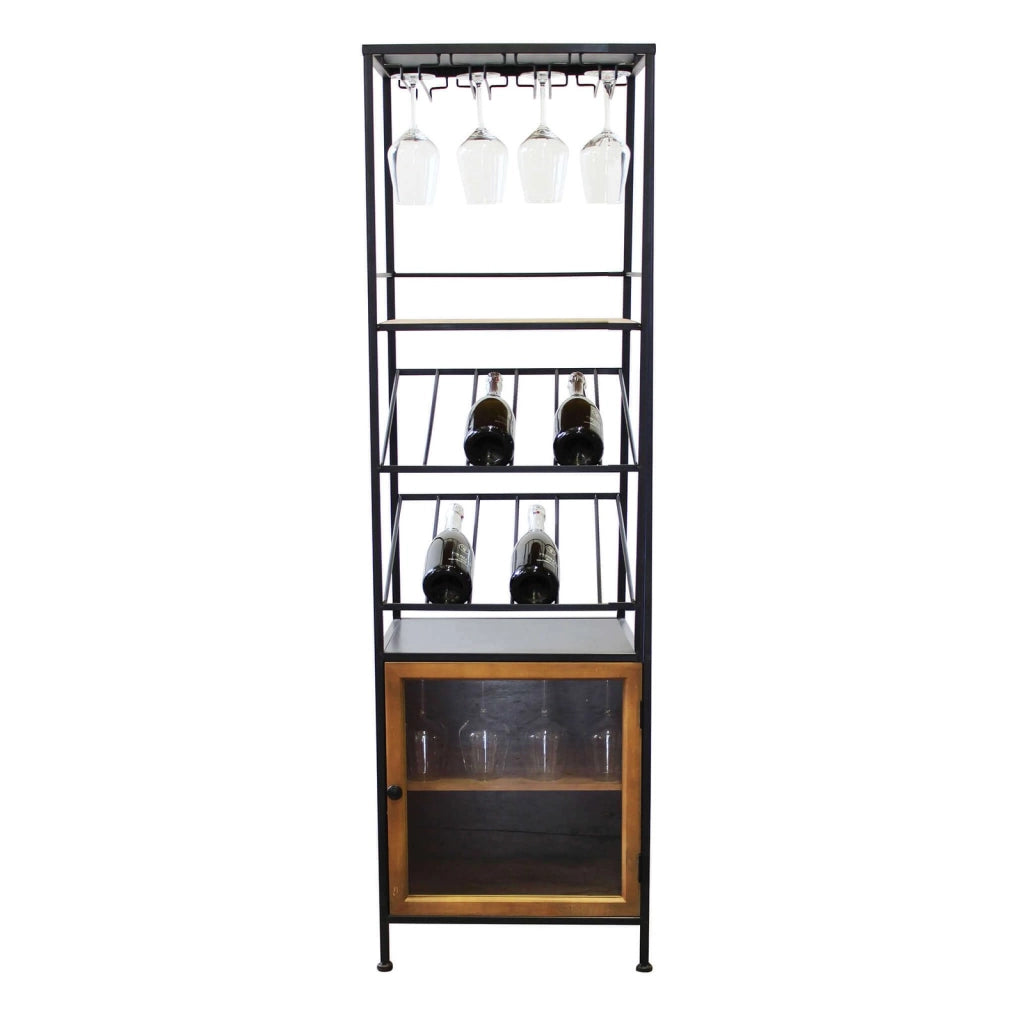 Scaffale per bottiglie e calici in Acciaio Legno cm 39x50x165 - WINE