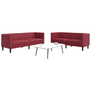 Sei Divani Chesterfield 2 pz Rosso Vino in Similpelle