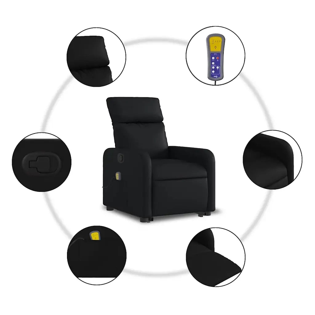 Poltrona | Sedia Relax Alzapersona Reclinabile Massaggio Nero Similpelle