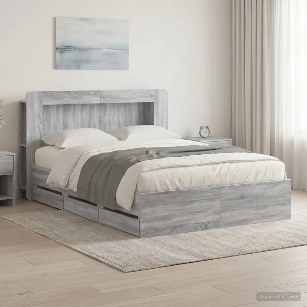 Telaio del letto con storage Sonoma grigio 140 x 200 cm 3434048