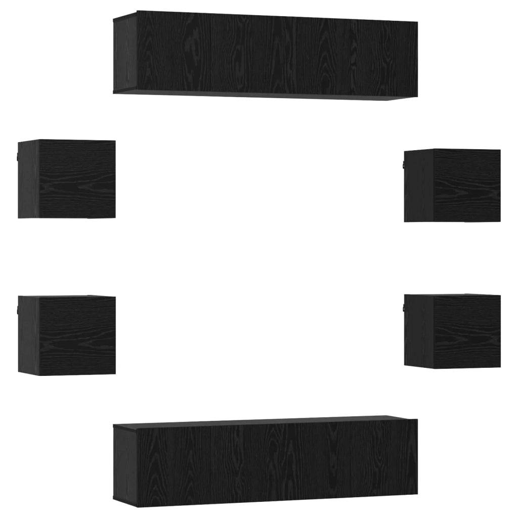 Set mobile TV 8 pz-Credenza per TV 120 x 30 x 30 cm Rovere Nero