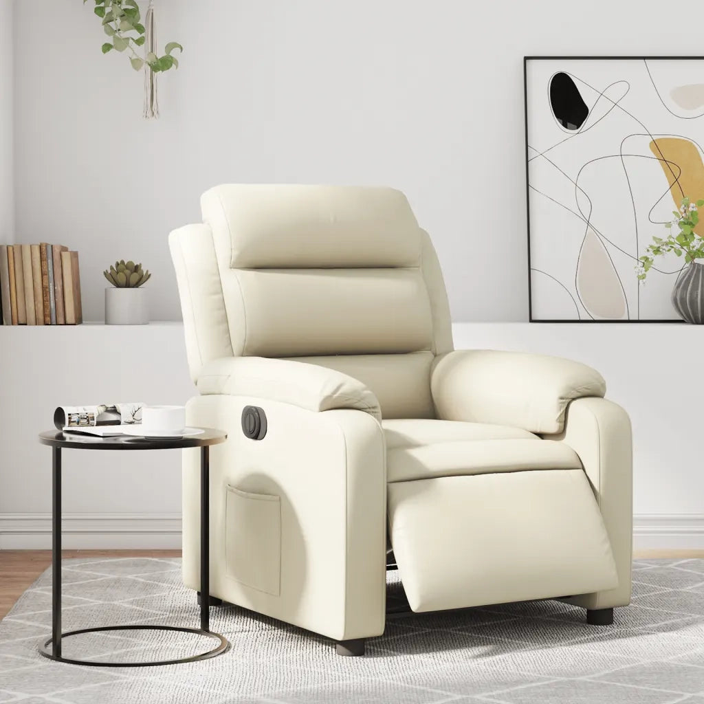 Divano Sedia-Poltrona Reclinabile Elettrica Crema in Similpelle 986991