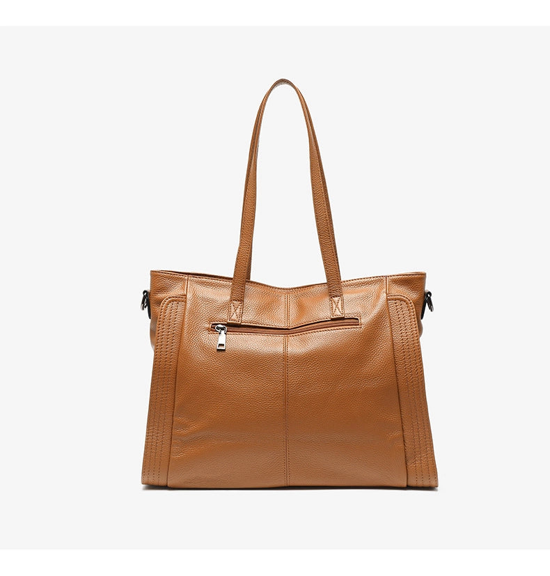 Borsa a tracolla da donna in vera pelle, alla moda, colore marrone.