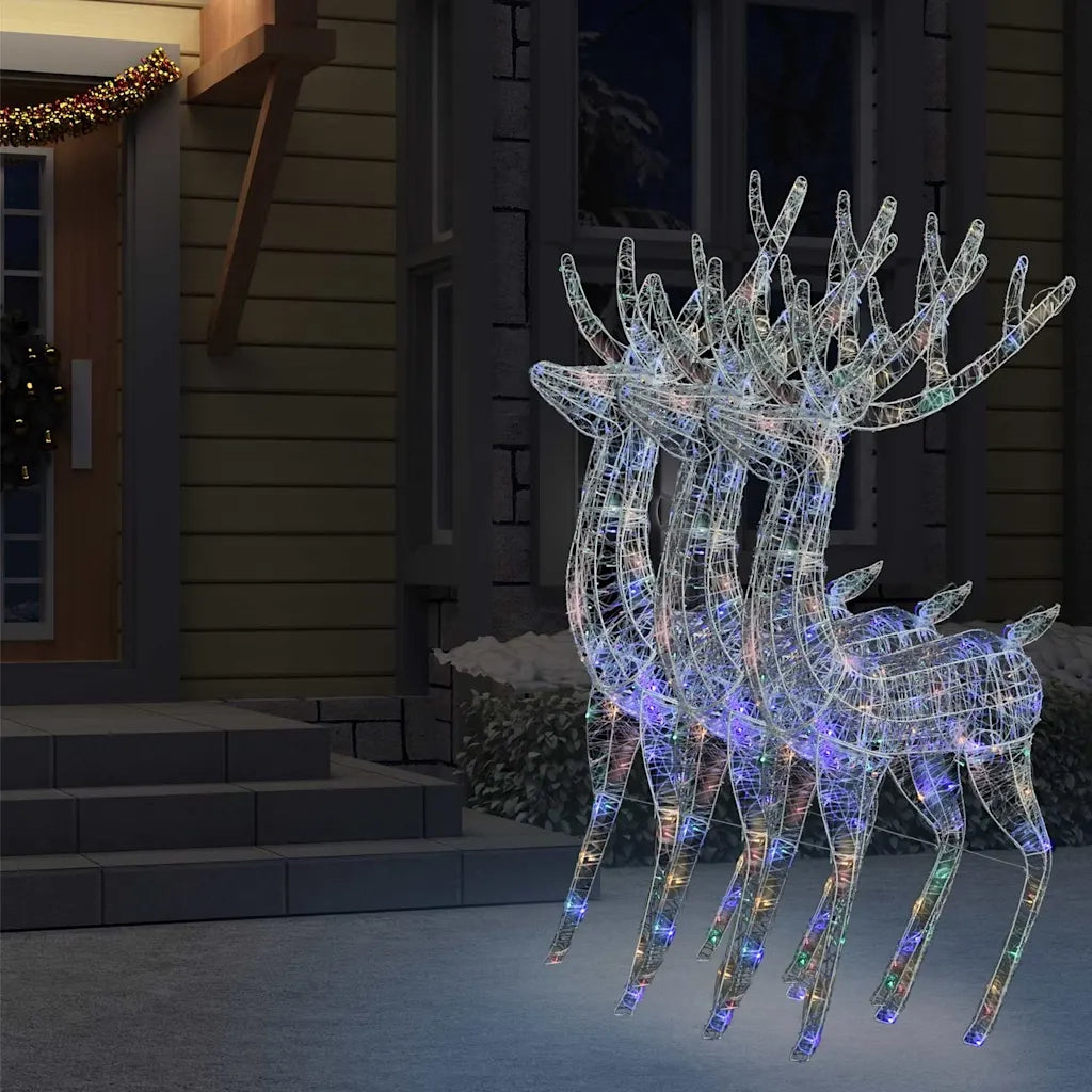 Renne di Natale XXL in Acrilico 250 LED 3 pz 180 cm Multicolore